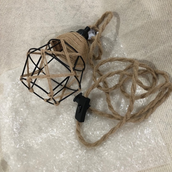 Wall mounted light boho light, rope and cage shade light fixture - Picture 5 of 7